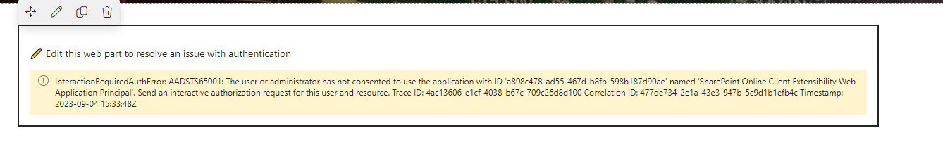 SharePoint web part showing error