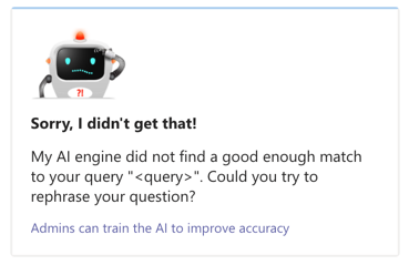MS Teams chatbot saying it did not understand the query